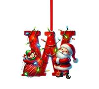 Initial Letter Christmas Decorations, A to Z Acrylic Tree Hanging Ornaments, Personalised DIY Craft Baubles for Xmas Tree Fillers Santa Snowman Themed Holiday Home Decor, W