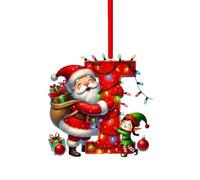 Initial Letter Christmas Decorations, A to Z Acrylic Tree Hanging Ornaments, Personalised DIY Craft Baubles for Xmas Tree Fillers Santa Snowman Themed Holiday Home Decor, I