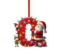 Initial Letter Christmas Decorations, A to Z Acrylic Tree Hanging Ornaments, Personalised DIY Craft Baubles for Xmas Tree Fillers Santa Snowman Themed Holiday Home Decor, O