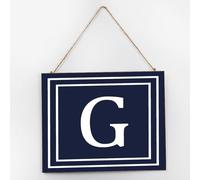 Initial Letter G Monogram Hanging Wall Décor Established Wood Sign 10x12 Inch English Alphabet Monogrammed Antique Wall Art Wood Plaque with Sayings Home Decor for Living Room Office