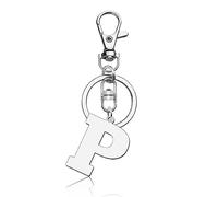 Initial Letter Keychain Letter P Alphabet Keyring for Handbag Wallet Purses Backpack Metal Letter Key Ring for Women Men Stainless Steel Letter Pendant Car Keyring Christmas Birthday Graduation Gifts