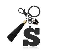 Initial Letter Keyring for Daughter Sisters Birthday Gift Letter A-Z Keychain with Butterfly Tassel Initial Keychain Gifts for Women Alphabet Initials Keyring for Purse Backpacks Handbags (Letter S)