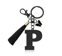 Initial Letter Keyring for Daughter Sisters Birthday Gift Letter A-Z Keychain with Butterfly Tassel Initial Keychain Gifts for Women Alphabet Initials Keyring for Purse Backpacks Handbags (Letter P)