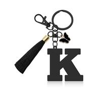 Initial Letter Keyring for Daughter Sisters Birthday Gift Letter A-Z Keychain with Butterfly Tassel Initial Keychain Gifts for Women Alphabet Initials Keyring for Purse Backpacks Handbags (Letter K)