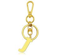 Initial Letter Keyring Initial J Key Ring for Purse Handbags Bag Wallet Gold A-Z Alphabet Monogram Letter Key Chain for Girls Christmas Graduation Gifts Birthday Gifts for Best Friend Daughter Son
