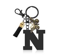 Initial Letter Keyring Letter A-Z Keychain with Butterfly Tassel Initial Keychain Gifts for Women Girlfriend Daughter Birthday Gift Alphabet Initials Keyring for Purse Backpacks Handbags (Letter N)