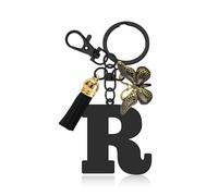 Initial Letter Keyring Letter A-Z Keychain with Butterfly Tassel Initial Keychain Gifts for Women Girlfriend Daughter Birthday Gift Alphabet Initials Keyring for Purse Backpacks Handbags (Letter R)
