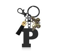 Initial Letter Keyring Letter A-Z Keychain with Butterfly Tassel Initial Keychain Gifts for Women Girlfriend Daughter Birthday Gift Alphabet Initials Keyring for Purse Backpacks Handbags (Letter P)