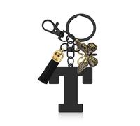 Initial Letter Keyring Letter A-Z Keychain with Butterfly Tassel Initial Keychain Gifts for Women Girlfriend Daughter Birthday Gift Alphabet Initials Keyring for Purse Backpacks Handbags (Letter T)