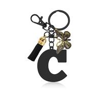 Initial Letter Keyring Letter A-Z Keychain with Butterfly Tassel Initial Keychain Gifts for Women Girlfriend Daughter Birthday Gift Alphabet Initials Keyring for Purse Backpacks Handbags (Letter C)