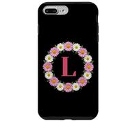 Initial Letter L Pink and White Daisy Flower Wreath Monogram Case for iPhone 7 Plus/8 Plus