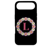 Initial Letter L Pink and White Daisy Flower Wreath Monogram Case for iPhone Air
