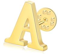 Initial Letter Lapel Pins for Men Women Personalized Name Brooch Pins for Men Suits Hats Metal Button Pins Gold A-Z, Metal, no gemstone