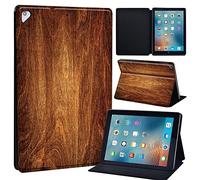 Initial Letter Leather slim lightweight Stand Cover Case for Apple New iPad 9.7 2018 2017(6th Gen, 5th Gen)/iPad Air 2/iPad Air/iPad Pro 9.7 Tablet with Auto Wake/Sleep (wood)