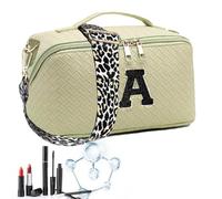 Initial Letter Makeup Bag,Chenille Letter Cosmetic Bag,Large Capacity Waterproof Cosmetic Bag - Classified Storage Toiletry Bag Multipurpose Design, Green, Consulte la descripción, See description