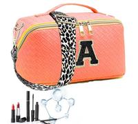 Initial Letter Makeup Bag, Chenille Letters Makeup Bag, Portable Cosmetic Bag Large Capacity Makeup Bag, Versatile Woven Toiletry Bag, orange1, Se référer au descriptif, Refer to description