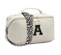 Initial Letter Makeup Bag, Chenille Letters Makeup Bag - Waterproof Portable Makeup Bag Cosmetic Bag | Multipurpose Toiletry Bag for Mom, white, Se référer au descriptif, Refer to description