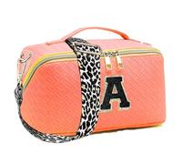 Initial Letter Makeup Bag - Large Capacity Portable Waterproof Makeup Bag - Multi-Purpose Toiletry Bag for Mom Bridesmaid Friend Sister Wife