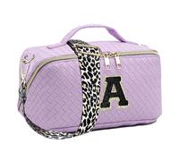 Initial Letter Makeup Bag | Large Capacity Waterproof Cosmetic Bag - Multi-Purpose Toiletry Bag for Mom Bridesmaid Friend Sister Wife