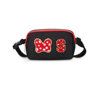 Initial Letter Mouse Bow Fanny Pack, Cute Christmas Birthday Gifts for Girl Daughter Women Waterproof Crossbody Bag for Girls, Personalized Belt Bag for Park Travel, Black, 8.46 x 2.17 x 5.12 inches