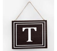 Initial Letter T Monogram Rustic Wall Décor Wood Sign Plaque 10x12 Inch English Alphabet Monogrammed Antique Wall Art Wood Plaque with Sayings Home Decor for Living Room Office