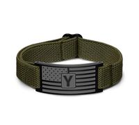 Initial Letters American Flag Bracelets for Men Boys,Letter Military Bracelets,Waterproof Adjustable Elastic Stretch Strap，Patriotic Jewelry, 4th of July，Memorial Day，Graduation Easter Basket Stuffers