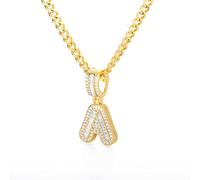 Initial Letters Necklace for Women Stainless Steel Pendant Shiny Ice Out Chain Necklace Hip Hop Men Jewelry