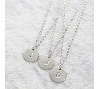 Initial Letters Pendant Necklace For Woman Cute Gold Color Engraved Sequins Alloy Round Necklace Jewelry