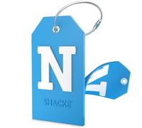 Initial Luggage Tag with Full Privacy Cover and Stainless Steel Loop (Aqua Teal), N, OneSize