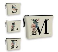 Initial Makeup Bag for Women - 25x17cm - A-Z Personalized Make Up Bag, Christmas Gifts Girls Floral Toiletry Cosmetic Bags C1 (Initial #M)