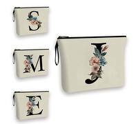 Initial Makeup Bag for Women - 25x17cm - A-Z Personalized Make Up Bag, Christmas Gifts Girls Floral Toiletry Cosmetic Bags C1 (Initial #J)