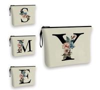 Initial Makeup Bag for Women - 25x17cm - A-Z Personalized Make Up Bag, Christmas Gifts Girls Floral Toiletry Cosmetic Bags C1 (Initial #Y)