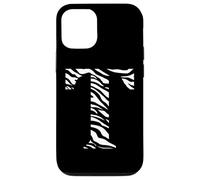 initial monogram letter T capital alphabet zebra skin print Case for iPhone 12/12 Pro