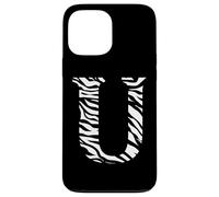 initial monogram letter U capital alphabet zebra skin print Case for iPhone 13 Pro Max
