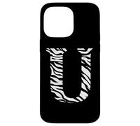 initial monogram letter U capital alphabet zebra skin print Case for iPhone 14 Pro Max