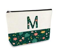 Initial Monogram Personalized Makeup Bag - Monogrammed Gifts for Women Travel Cosmetic Bag - Bridesmaid, Wedding, Graduation, Christmas, Birthday Gifts for Teacher, BFF Friends Make Up Bag Letter M