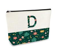 Initial Monogram Personalized Makeup Bag - Monogrammed Gifts for Women - Travel Cosmetic Bag - Bridesmaid, Wedding, Graduation, Christmas, Birthday Gifts - Teacher, BFF, Friends Make Up Bag - Letter D