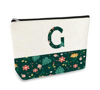 Initial Monogram Personalized Makeup Bag Monogrammed Gifts for Women Travel Cosmetic Bag Bridesmaid Gifts Wedding Graduation Christmas Birthday Gift for Teacher BFF Friends Make Up Bags Letter G