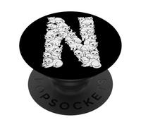 Initial N Capital Letter Funny Cat Lover Feline Kitten Cats PopSockets Adhesive PopGrip
