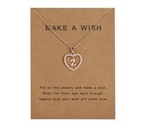 Initial Necklace Diamond Heart Built-in A-Z 26 English Letter Pendant Clavicle Chain Fashion Women Jewellery Gift