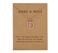 Initial Necklace Diamond Heart Built-in A-Z 26 English Letter Pendant Clavicle Chain Fashion Women Jewellery Gift