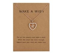 Initial Necklace Diamond Heart Built-in A-Z 26 English Letter Pendant Clavicle Chain Fashion Women Jewellery Gift