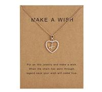 Initial Necklace Diamond Heart Built-in A-Z 26 English Letter Pendant Clavicle Chain Fashion Women Jewellery Gift