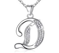 Initial Necklace Sterling Silver Letter Necklace Letter D Alphabet Personalized Pendant Jewellery with Cubic Zirconia Gifts for Women Girls AEONSLOVE