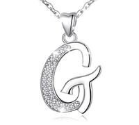 Initial Necklace Sterling Silver Letter Necklace Letter G Alphabet Personalized Pendant Jewellery with Cubic Zirconia Gifts for Women Girls AEONSLOVE