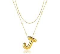 Initial Necklaces for Women Girls, Dainty Balloon Bubble Letter Necklace, Name Alphabet Pendant Layered Choker Personalized Jewelry