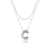 Initial Necklaces for Women Girls, Dainty Balloon Bubble Letter Necklace, Name Alphabet Pendant Layered Choker Personalized Jewelry