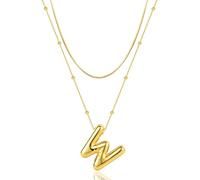 Initial Necklaces for Women Girls, Dainty Balloon Bubble Letter Necklace, Name Letter Alphabet Pendant Layered Choker Necklaces Personalized Jewelry