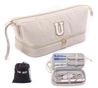 Initial Personalized Hair Dryer Case,Double-Layer Hair Tools Travel Carrying Case for Shark FlexStyle/SmoothStyle with Hair Dryer Bag - Hair Air Wrap Dryer Case Flat Curling Iron Travel Organizer