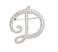Initial Pin for Women, Pearl Letter Brooch Lapel Badge for Suits, Coats, Dresses, Hats, and Bags, Gift for Wife (D)
